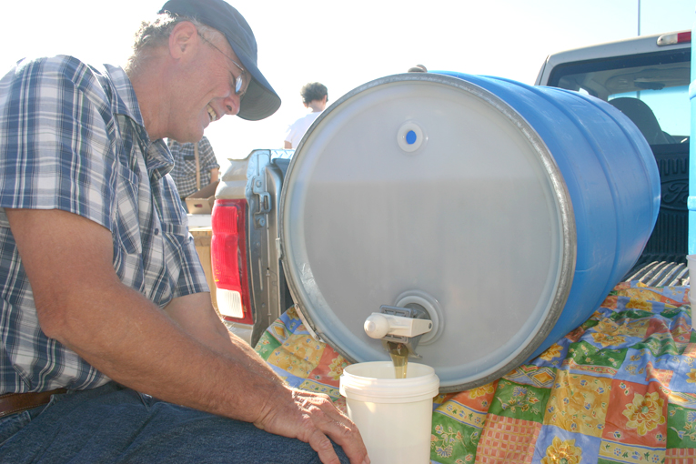 Filling the honey pot
