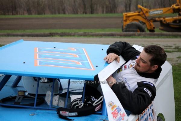 Climbing into car