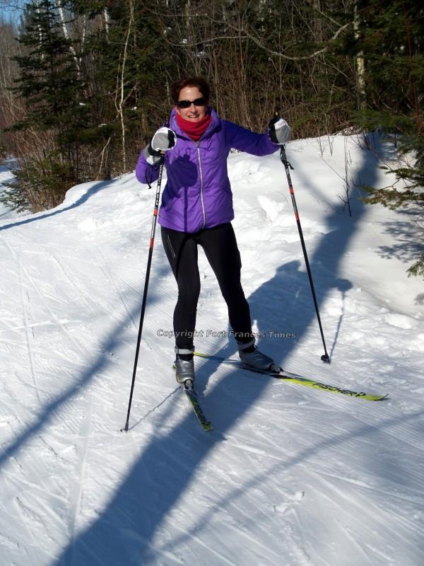 Skiing along