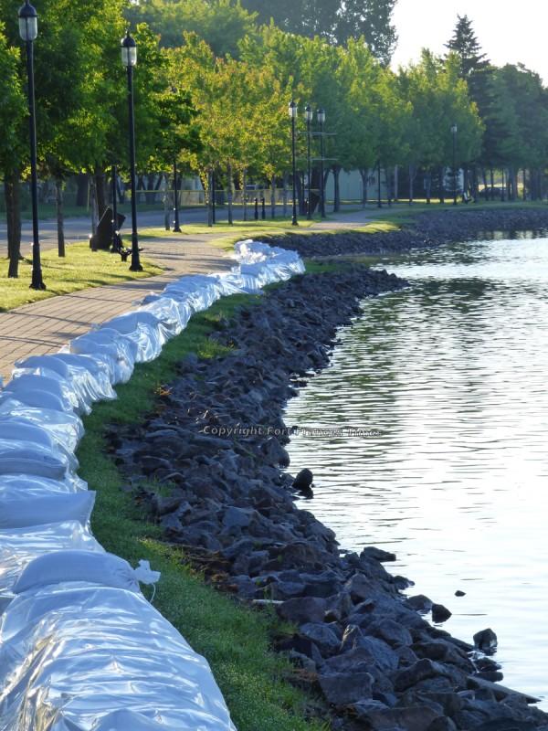 Line of sandbags