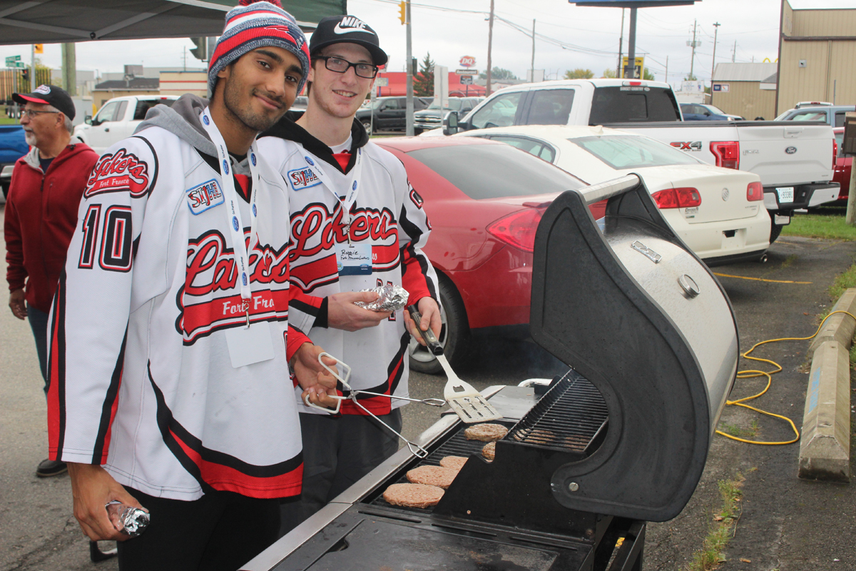 Manning the grill