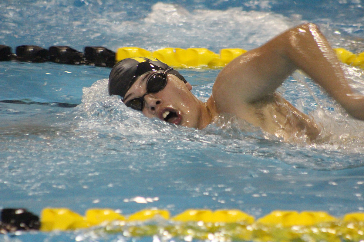 Swimming hard