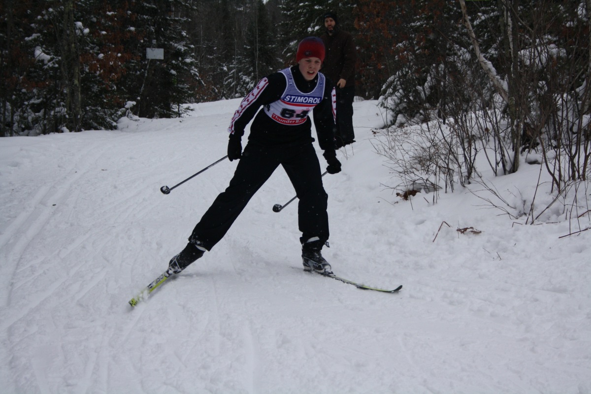 Skiing along