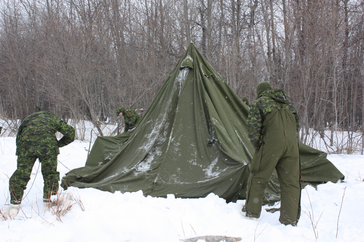 Setting up tent