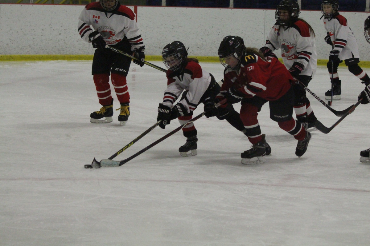 Reaching for puck