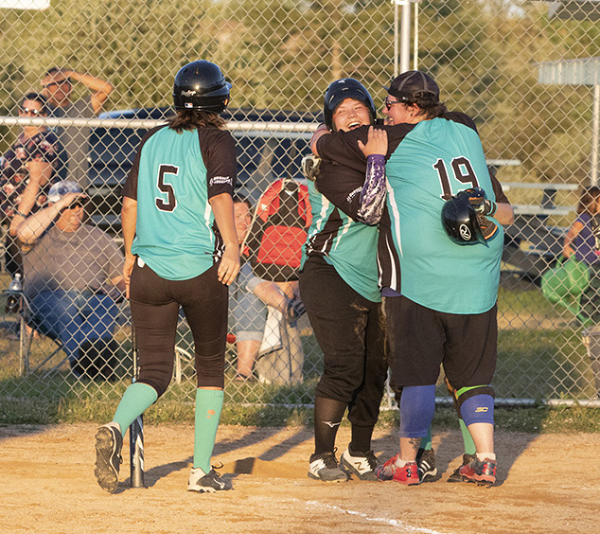 Celebratory hug