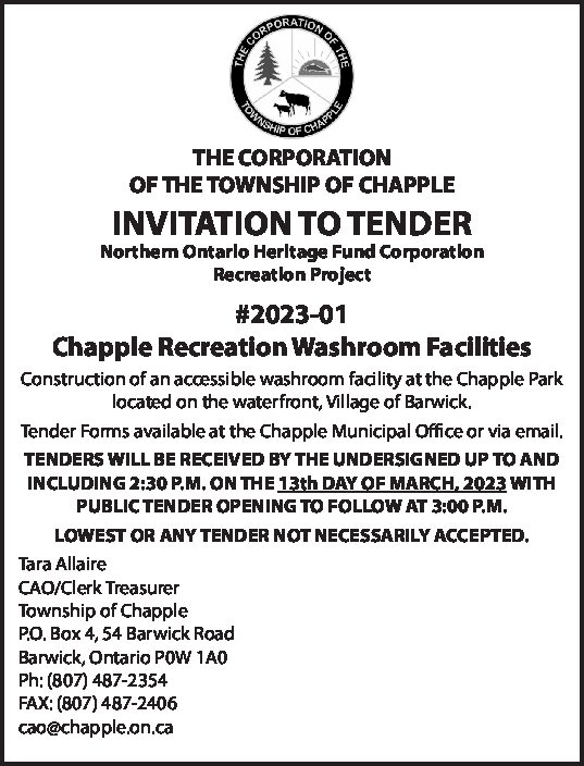 Invitation to Tender: Chapple Recreation Washroom Facilities