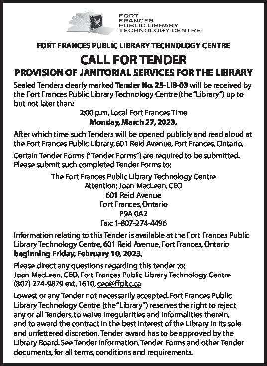 Call for Tender: Provision of Janitorial Services for the Library