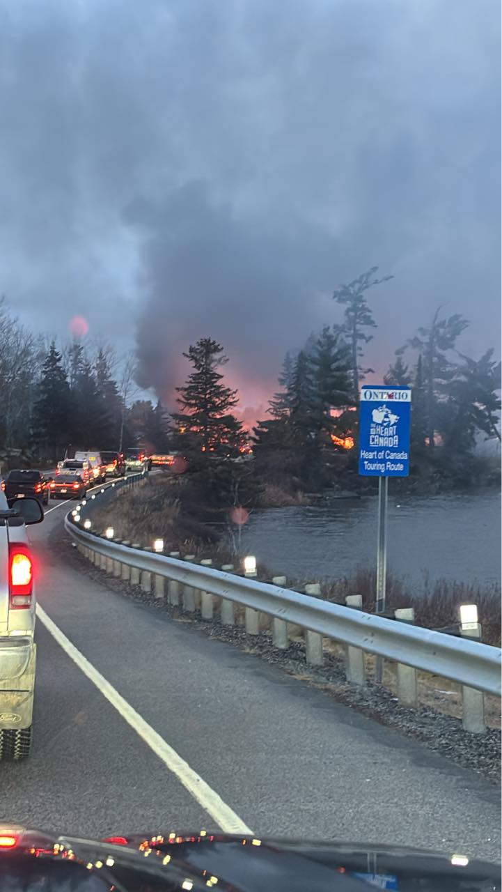 Major fire shuts down traffic on Hwy 71