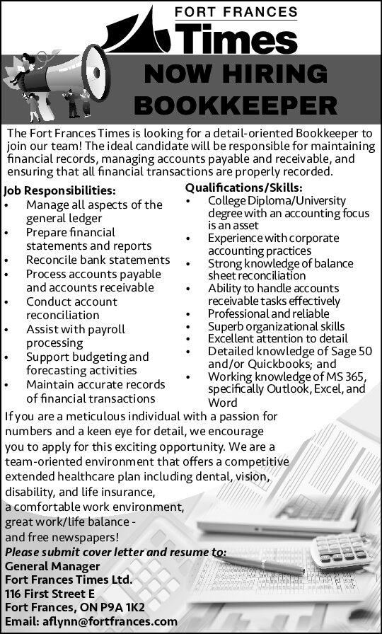 Fort Frances Times – Bookkeeper