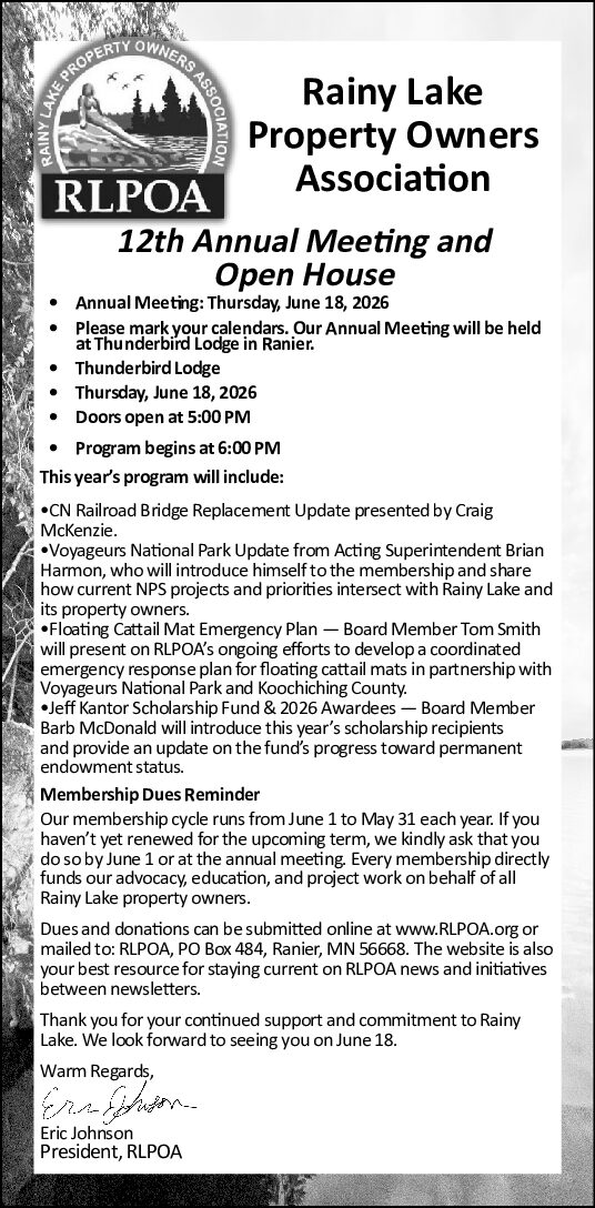 Rainy Lake Property Owners Association