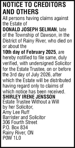 Notice to Creditors and Others