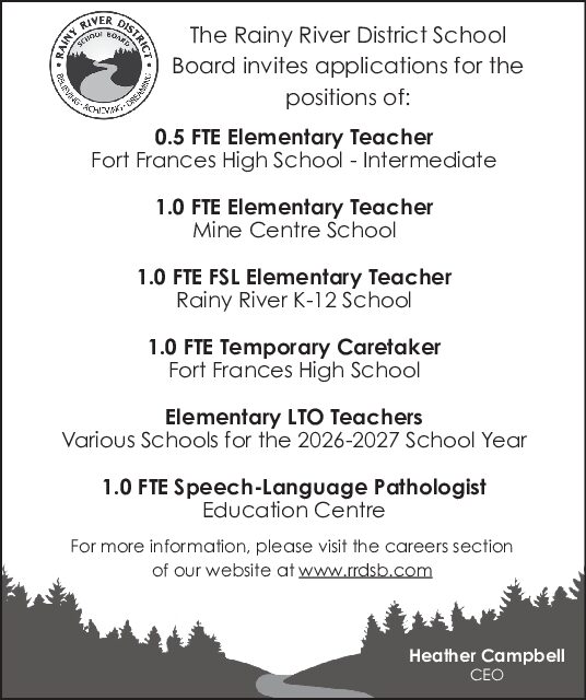 Rainy River District School Board Positions
