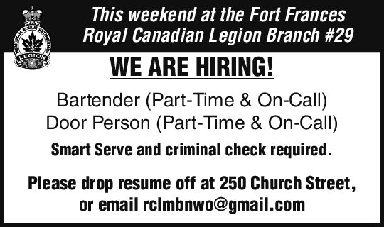 Royal Canadian Legion Branch #29 Positions
