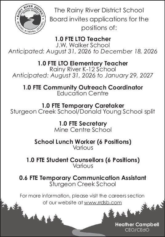 Rainy River District School Board Positions