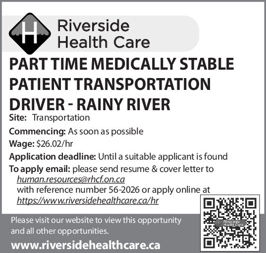 Medically Stable Patient Transportation Driver – Rainy River