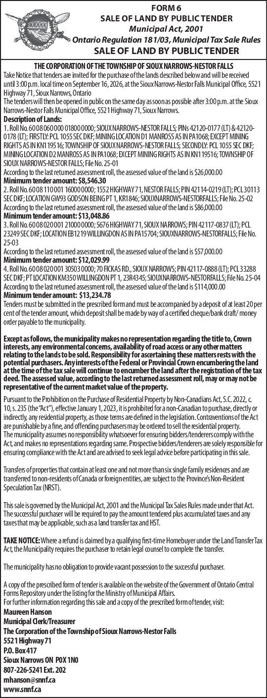 Sale of Land by Public Tender