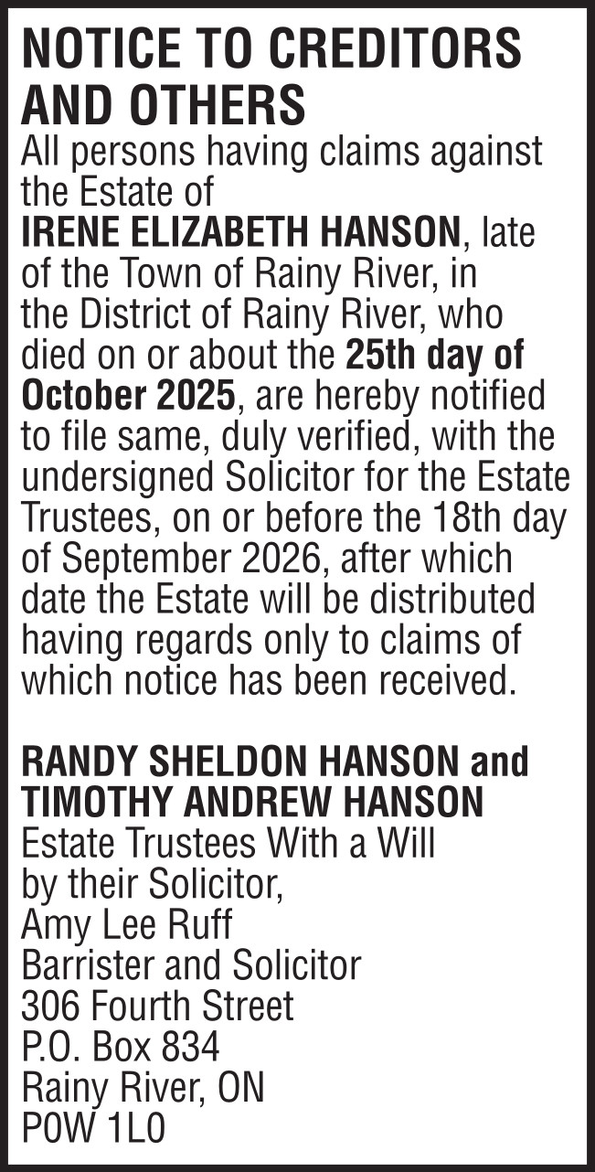 Notice to Creditors