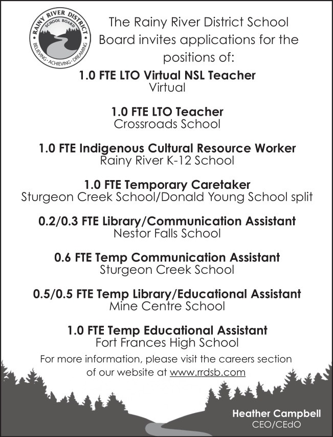 Rainy River District School Board Positions