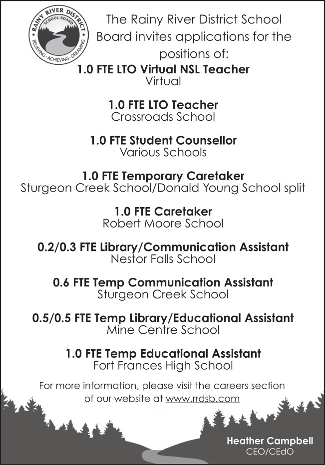 Rainy River District School Board Positions
