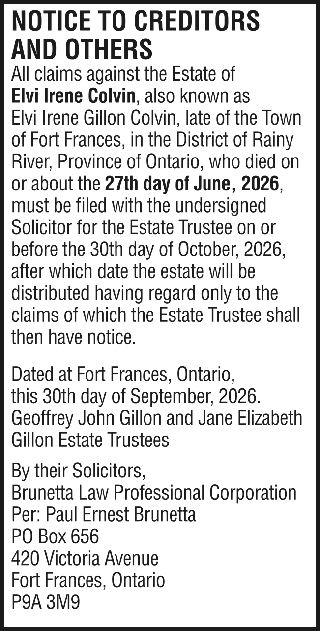 Notice to Creditors and Others